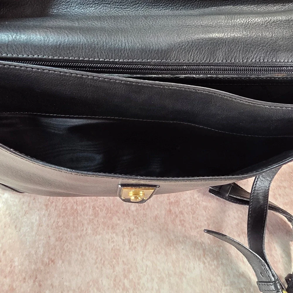 Vintage Cole Haan Black Leather Briefcase Elegant Made in Italy Rare with Key